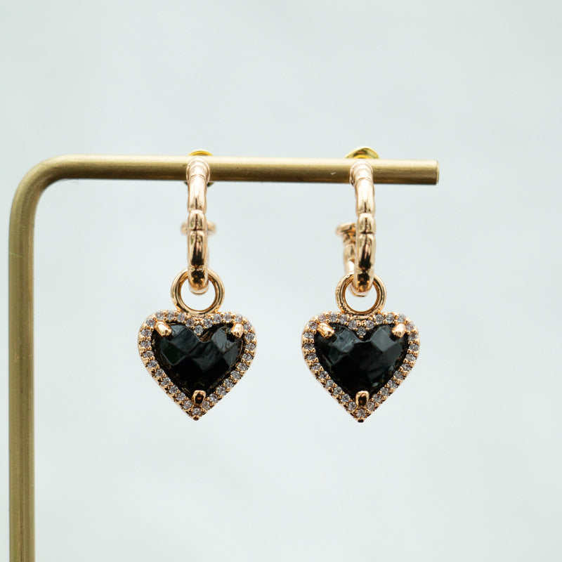Chinese-Style Heart Pendant Earrings – Elegant Peach Heart Studs – Hidden Picks Online