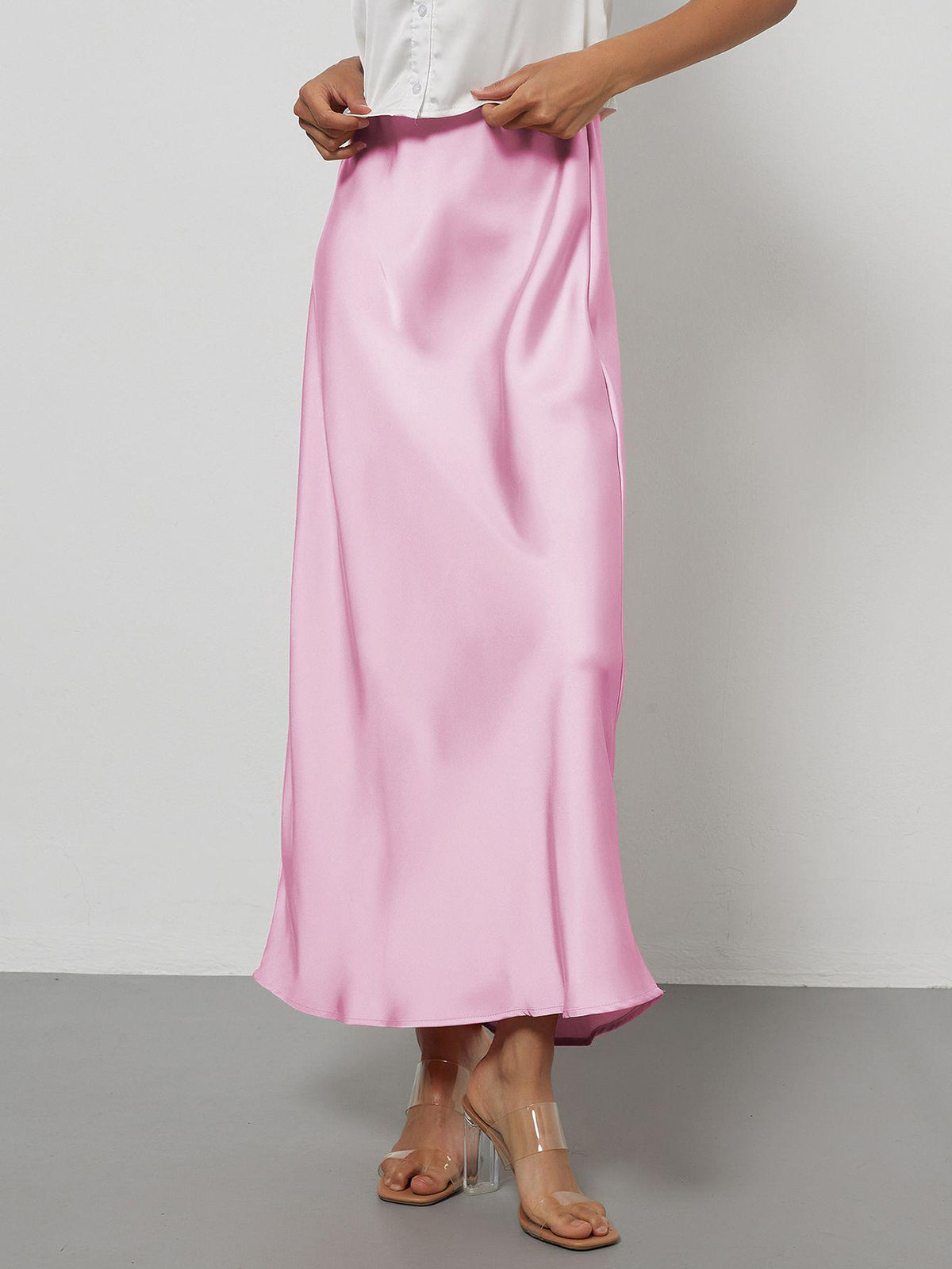 Elegant Satin Midi Skirt – Flowy & Slimming – Hidden Picks Online