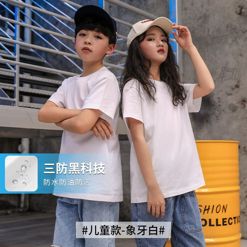 S-6XL plus size Cotton Short-sleeved White Small T-shirt Round Neck Tshirt Children's Wear Xinjiang Long-staple Cotton Casual Top