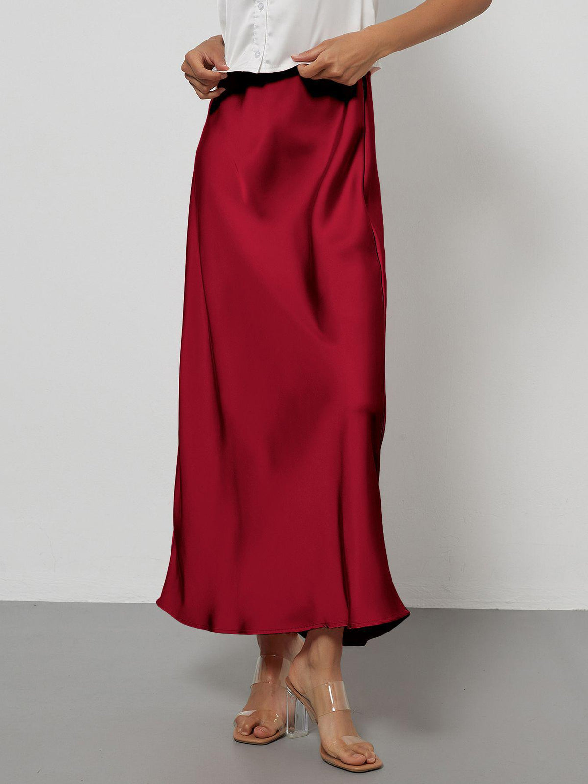 Elegant Satin Midi Skirt – Flowy & Slimming – Hidden Picks Online