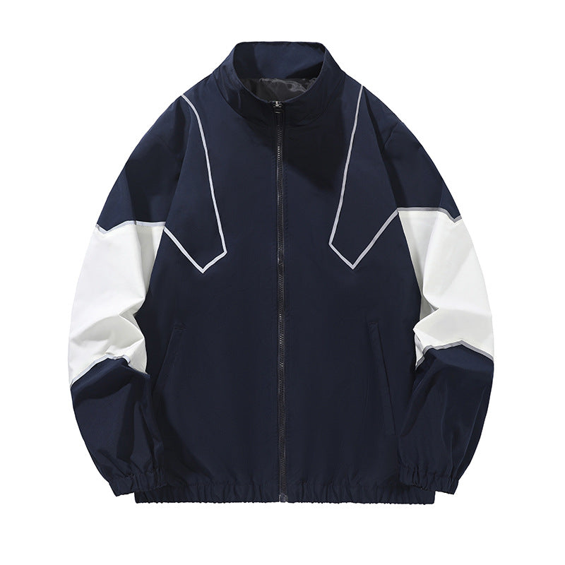 Reflective Patchwork Stand-Collar Sports Jacket – Hidden Picks Online