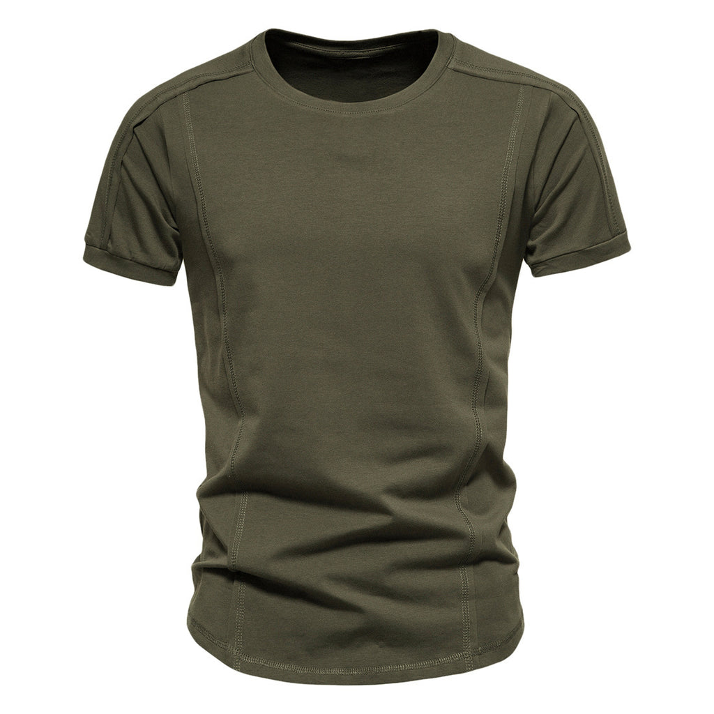 Slim-Fit Round-Neck Solid Color Casual T-Shirt – Hidden Picks Online