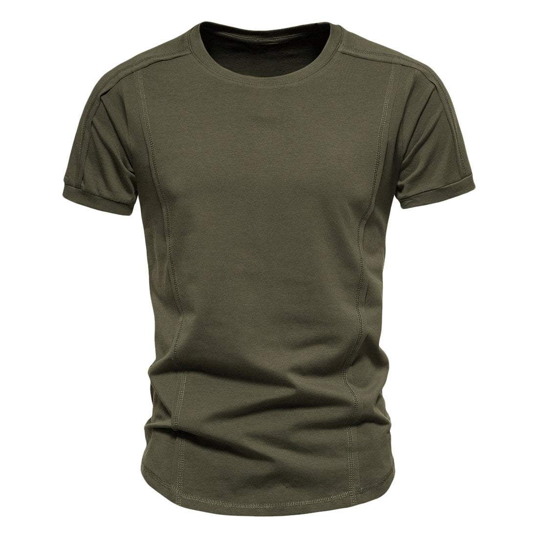 Slim-Fit Round-Neck Solid Color Casual T-Shirt – Hidden Picks Online