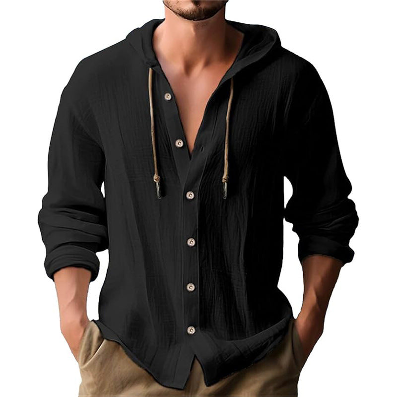 Hooded Cotton-Linen Loose Beach Cardigan Shirt – Hidden Picks Online