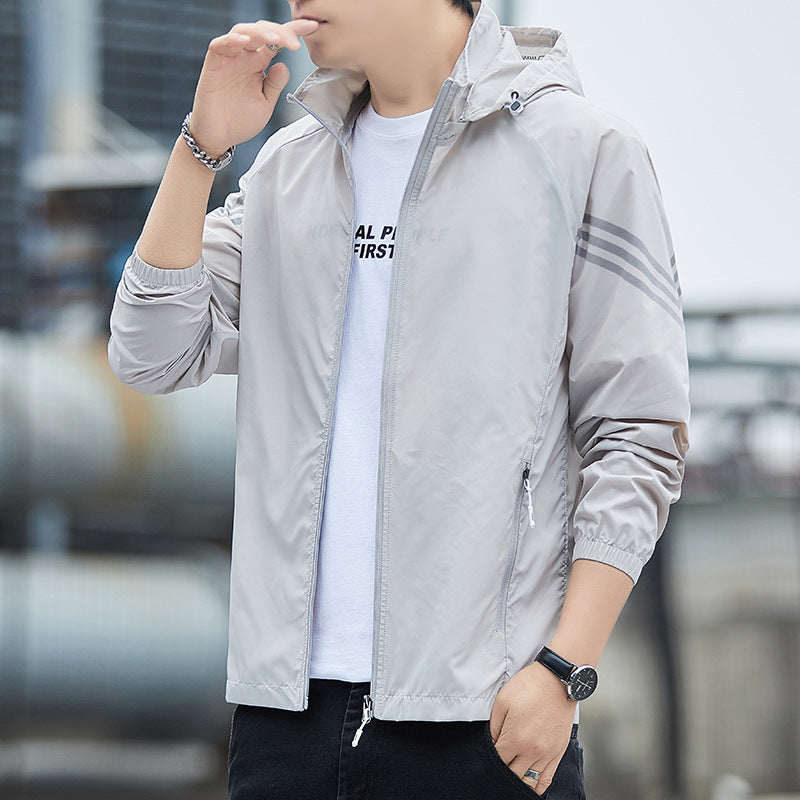 Summer Three Bar Sun Protection Clothing Men's Ice Silk Sun Protection Clothing Men's Thin Jacket Men's Fishing Quick-drying Jacket Men's Running Clothing