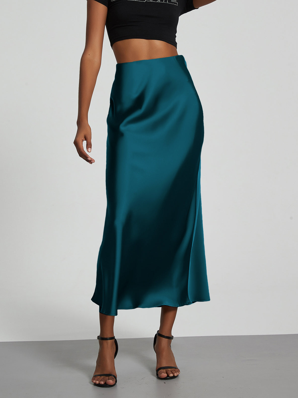 Elegant Satin Midi Skirt – Flowy & Slimming – Hidden Picks Online