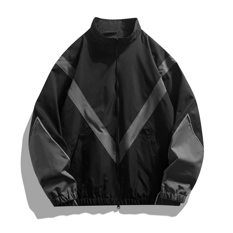 Reflective Patchwork Stand-Collar Sports Jacket – Hidden Picks Online