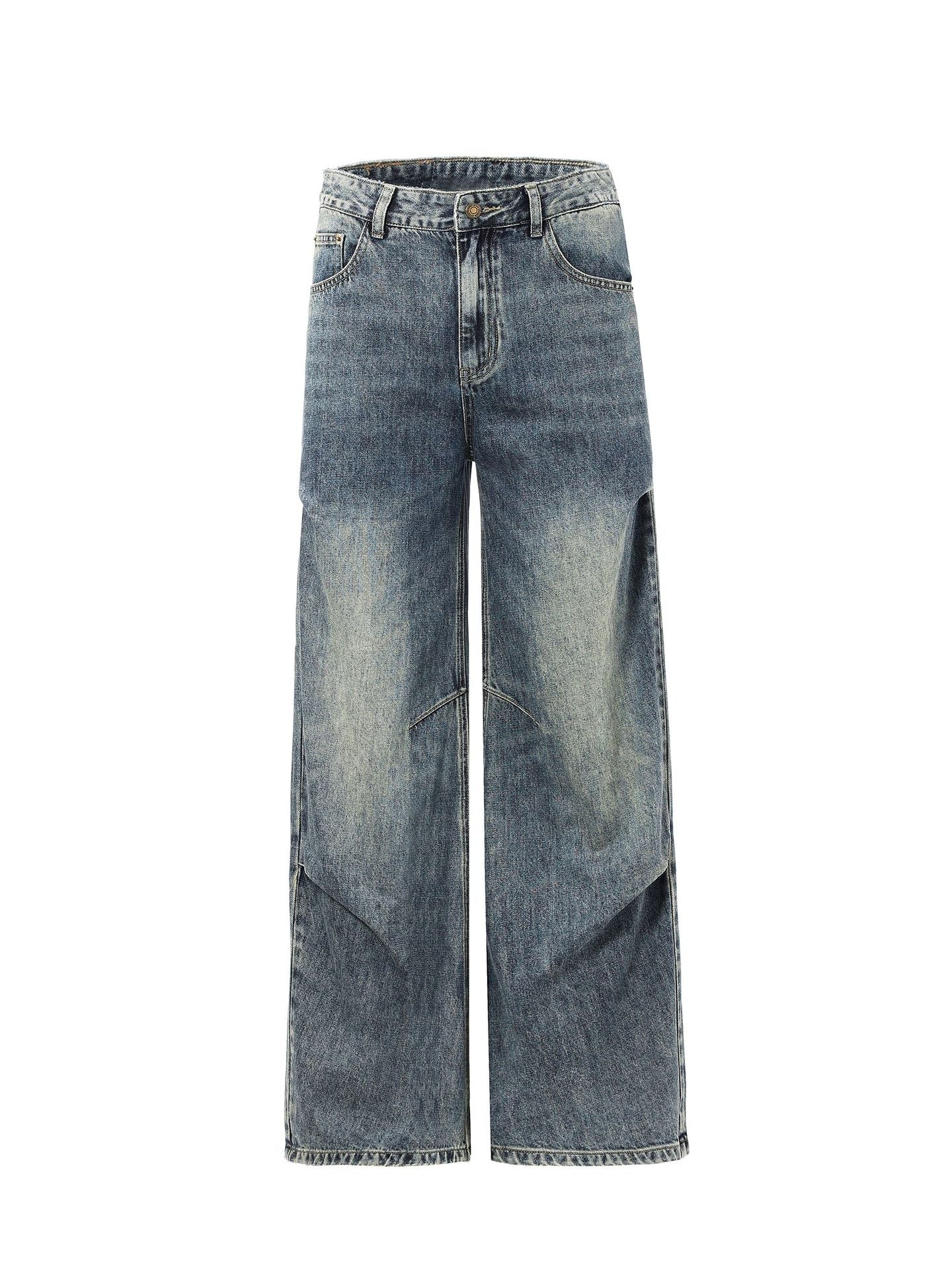 Deconstructed Pleated Loose Wide-Leg Jeans – Hidden Picks Online