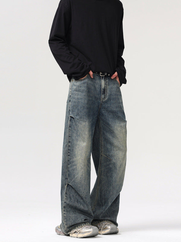 Deconstructed Pleated Loose Wide-Leg Jeans – Hidden Picks Online