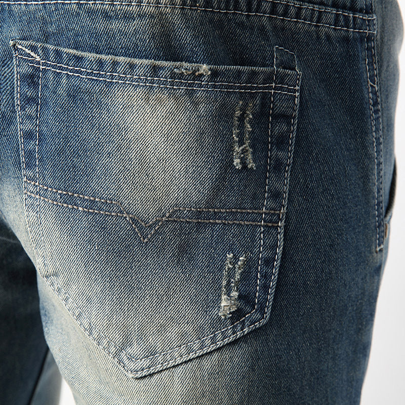 Slim Ripped High-Street Straight-Leg Jeans – Hidden Picks Online