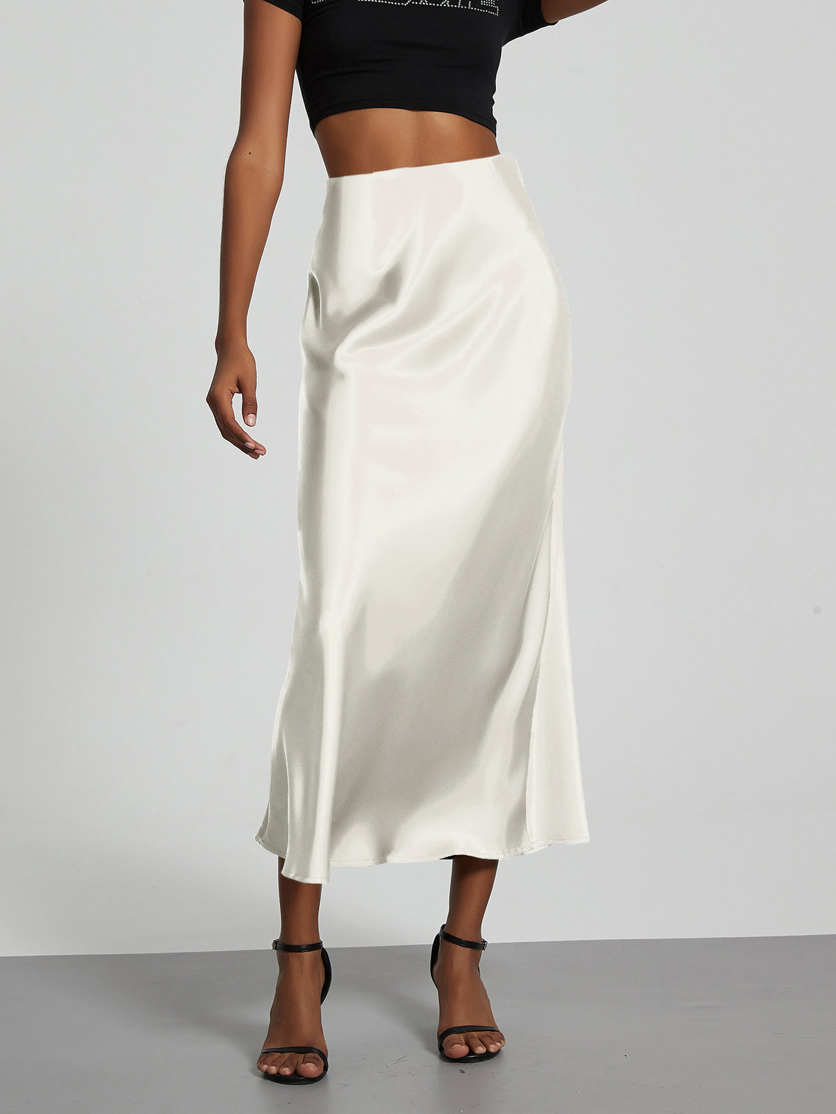 Elegant Satin Midi Skirt – Flowy & Slimming – Hidden Picks Online