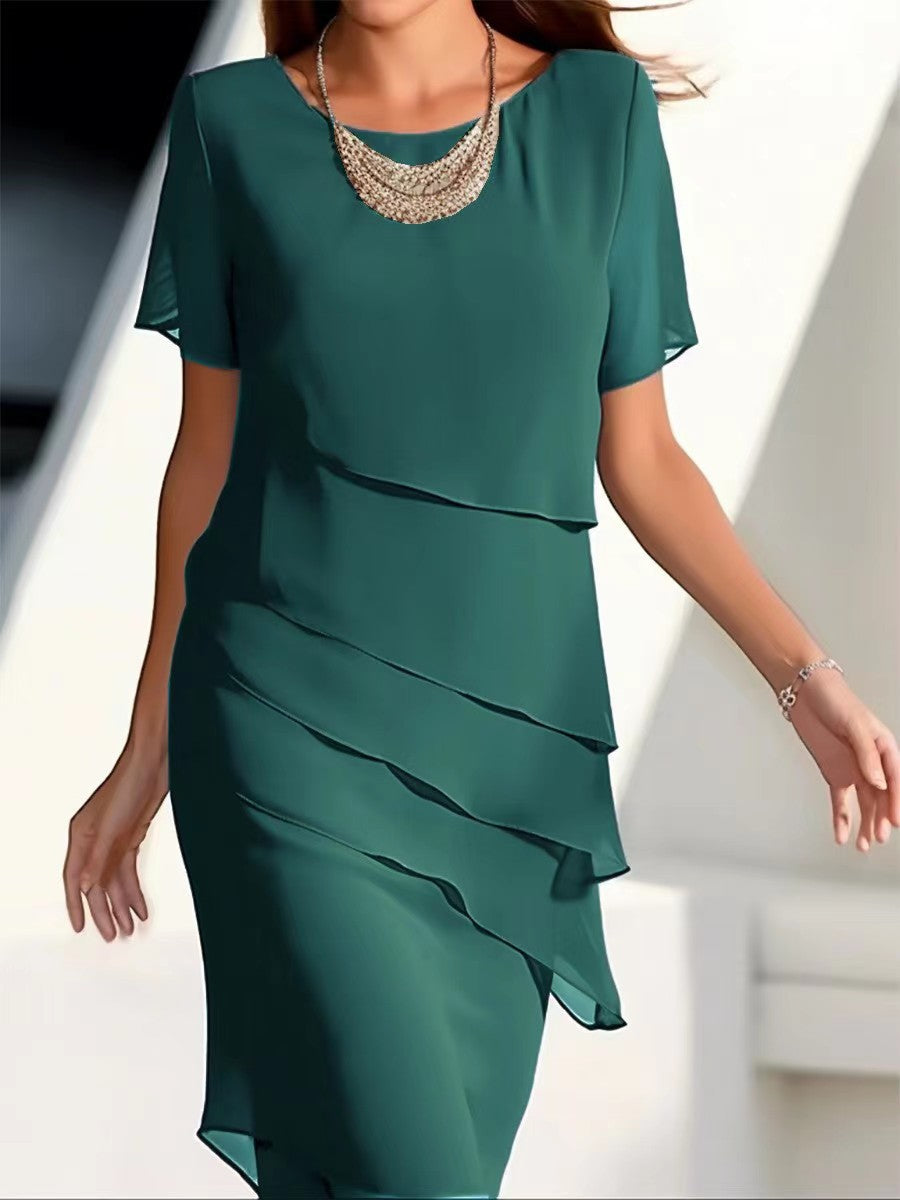 Glitter Ruffle Round-Neck Casual Dress – Hidden Picks Online