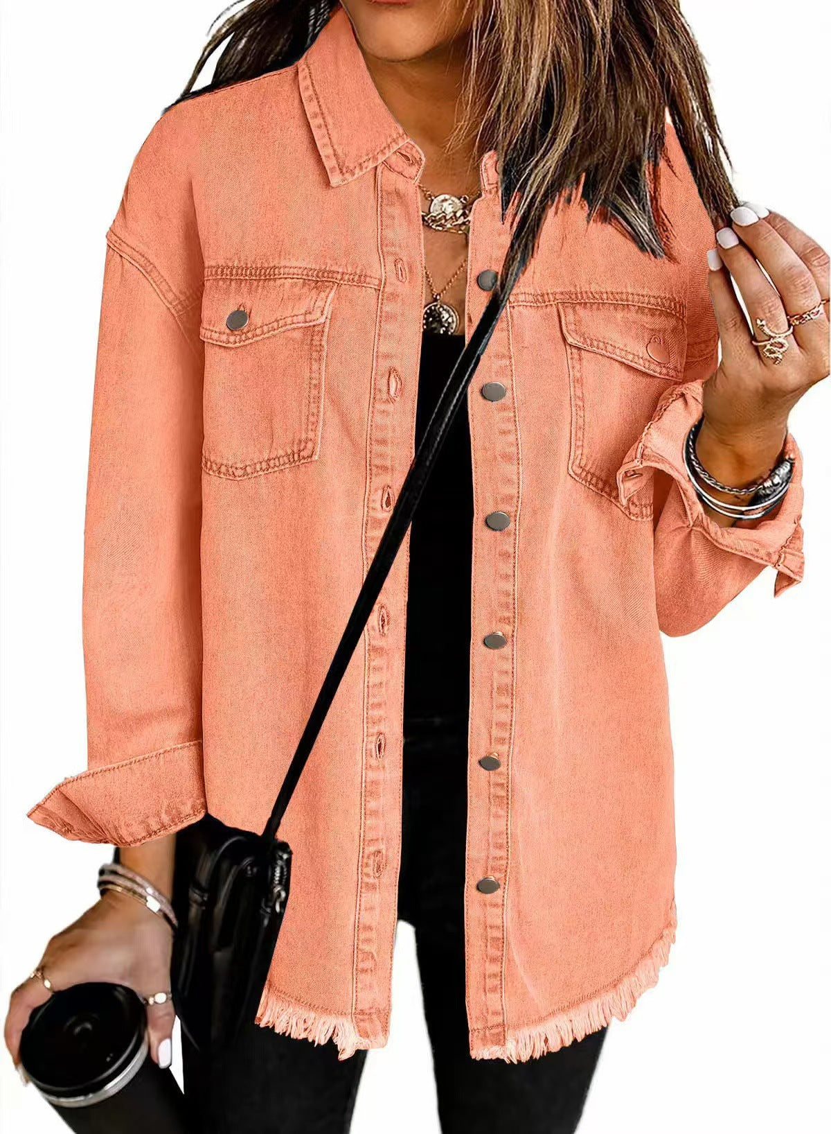 Washed Denim Raw-Hem Shirt Jacket – Hidden Picks Online