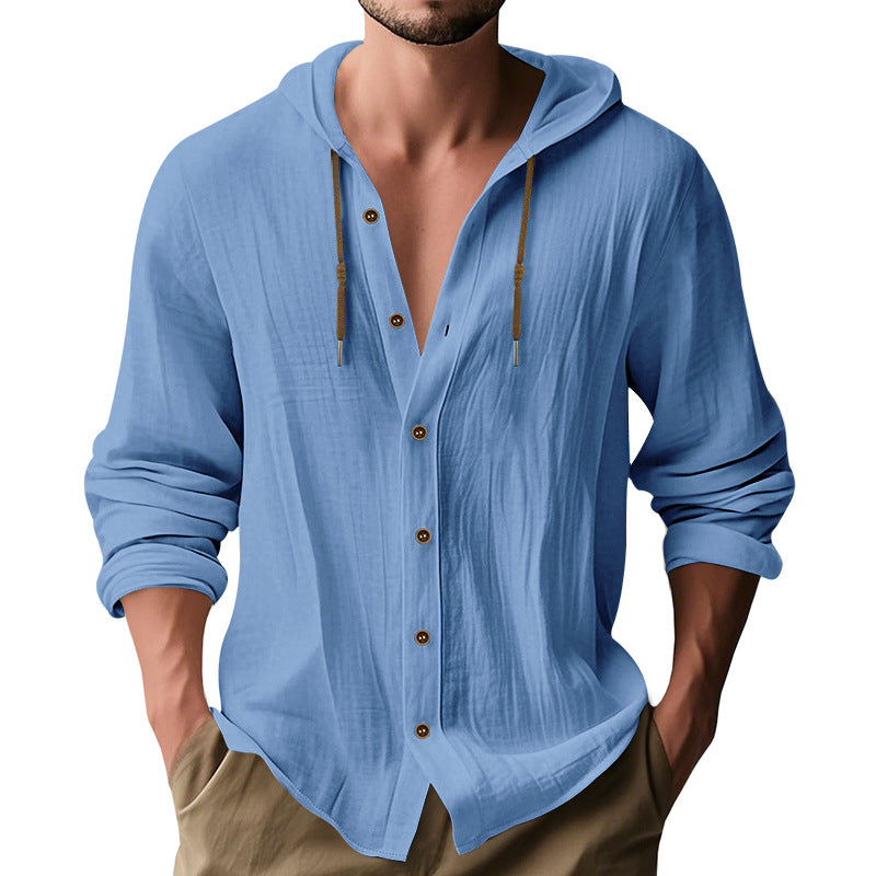 Hooded Cotton-Linen Loose Beach Cardigan Shirt – Hidden Picks Online