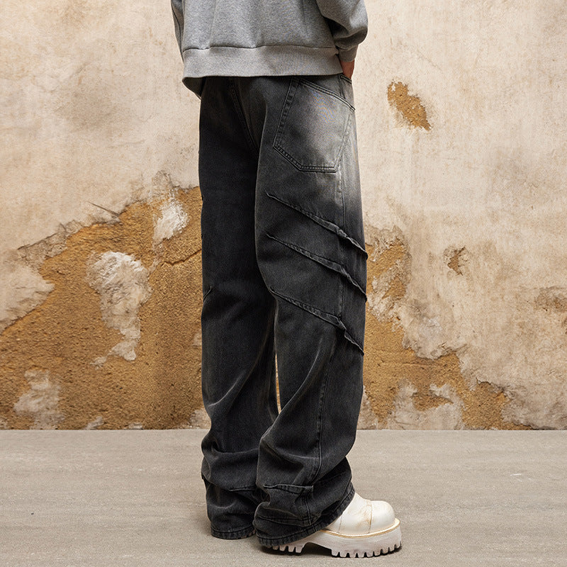 Retro High-Street Plus-Size 3D Straight-Leg Jeans – Hidden Picks Online