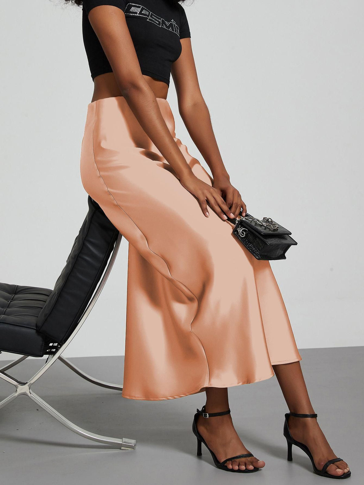 Elegant Satin Midi Skirt – Flowy & Slimming – Hidden Picks Online