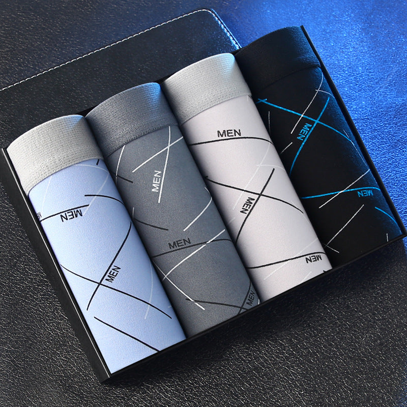 [New Explosions] Men's Underwear Men's Boxer Youth Mid-Waist Boxer Male plus size Shorts Shorts Head