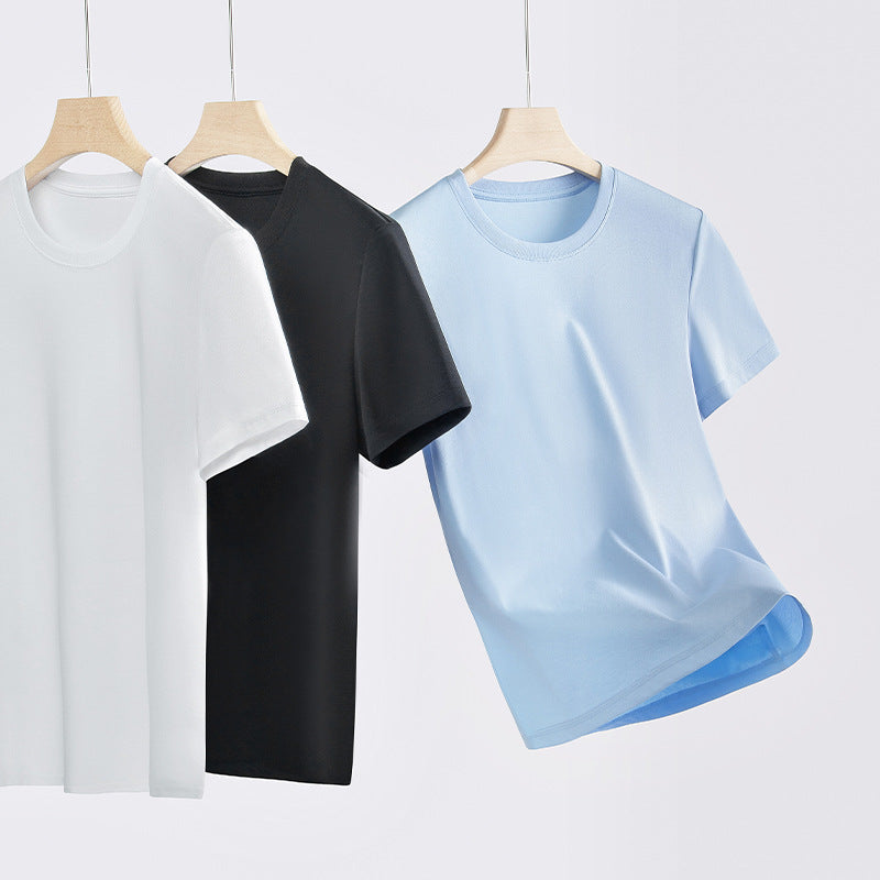 S-6XL plus size Cotton Short-sleeved White Small T-shirt Round Neck Tshirt Children's Wear Xinjiang Long-staple Cotton Casual Top