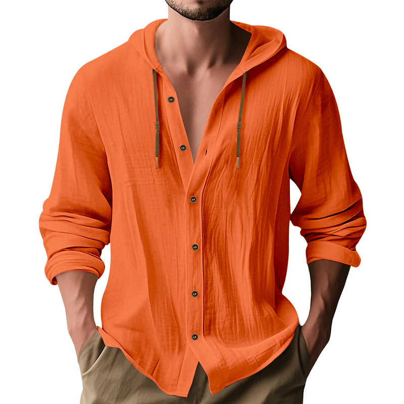 Hooded Cotton-Linen Loose Beach Cardigan Shirt – Hidden Picks Online