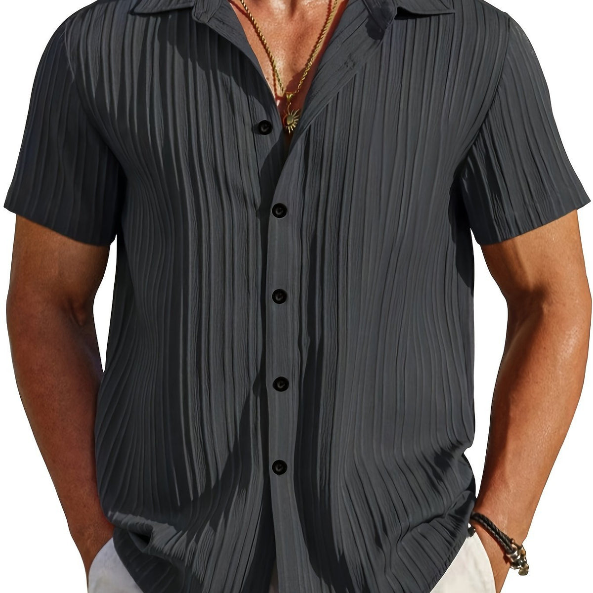 Classic Lapel Solid Color Button-Down Shirt – Hidden Picks Online
