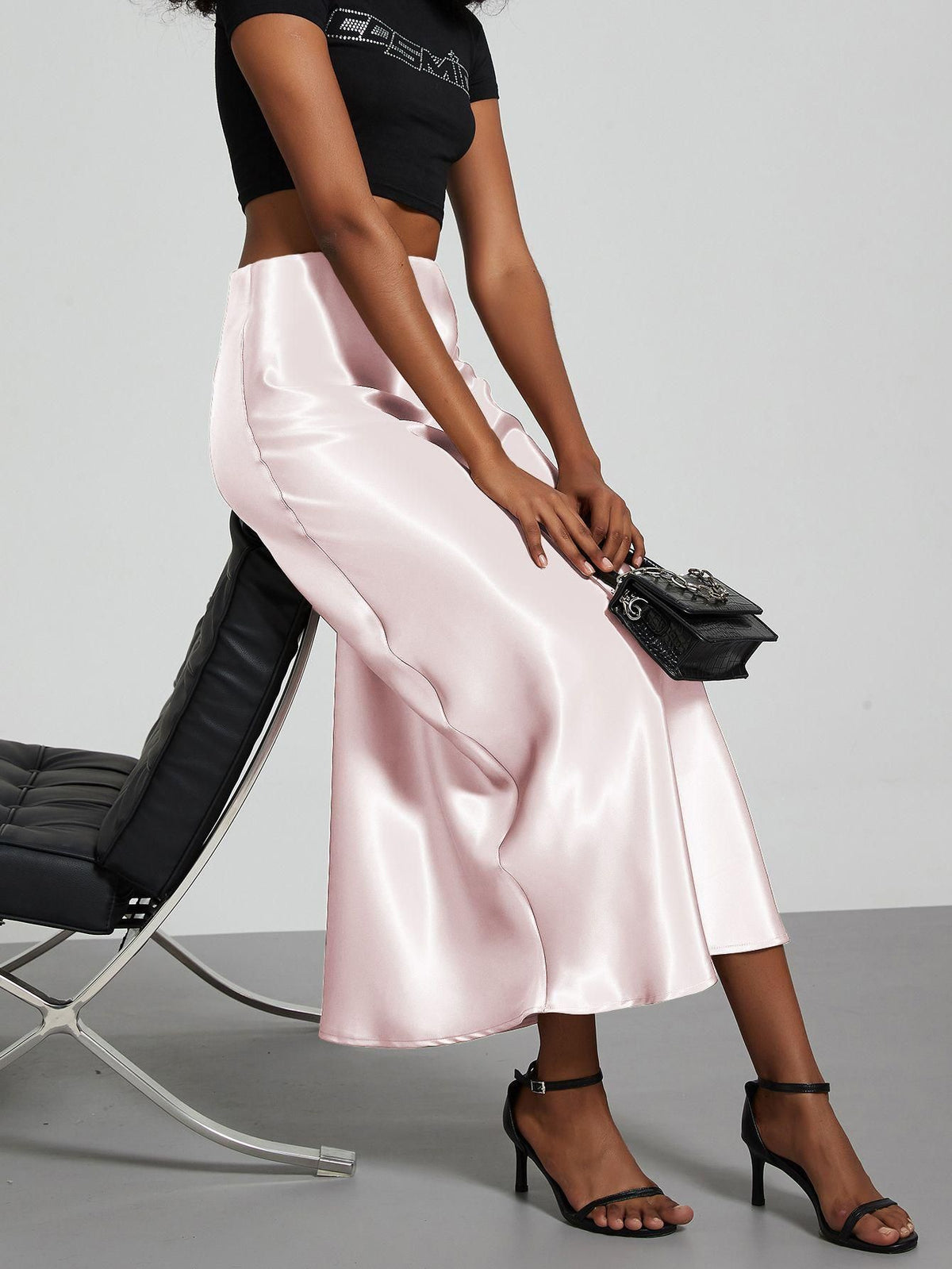 Elegant Satin Midi Skirt – Flowy & Slimming – Hidden Picks Online