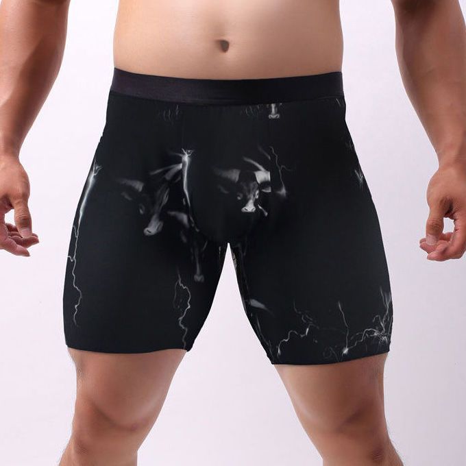 Sports Quick-drying Underwear Men's Summer Ice Silk Thin Breathable Boxers Running Long Anti-wear Leg plus size Boxers