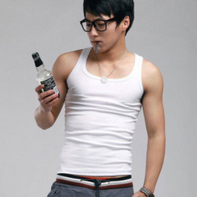 Square-Neck Slim-Fit Cotton Gym Vest – Hidden Picks Online