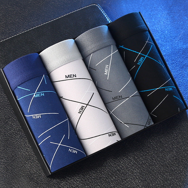 [New Explosions] Men's Underwear Men's Boxer Youth Mid-Waist Boxer Male plus size Shorts Shorts Head