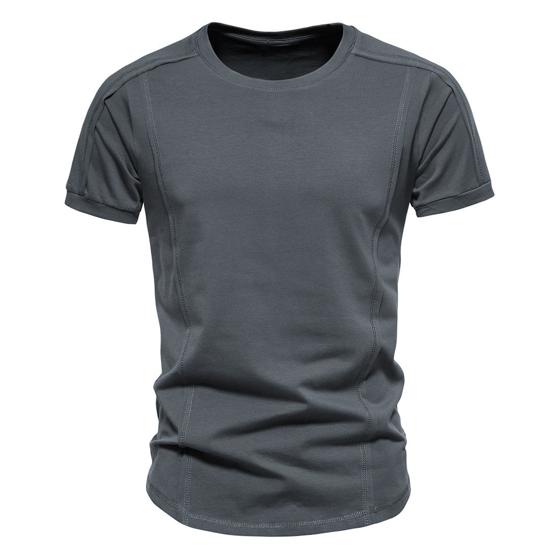 Slim-Fit Round-Neck Solid Color Casual T-Shirt – Hidden Picks Online