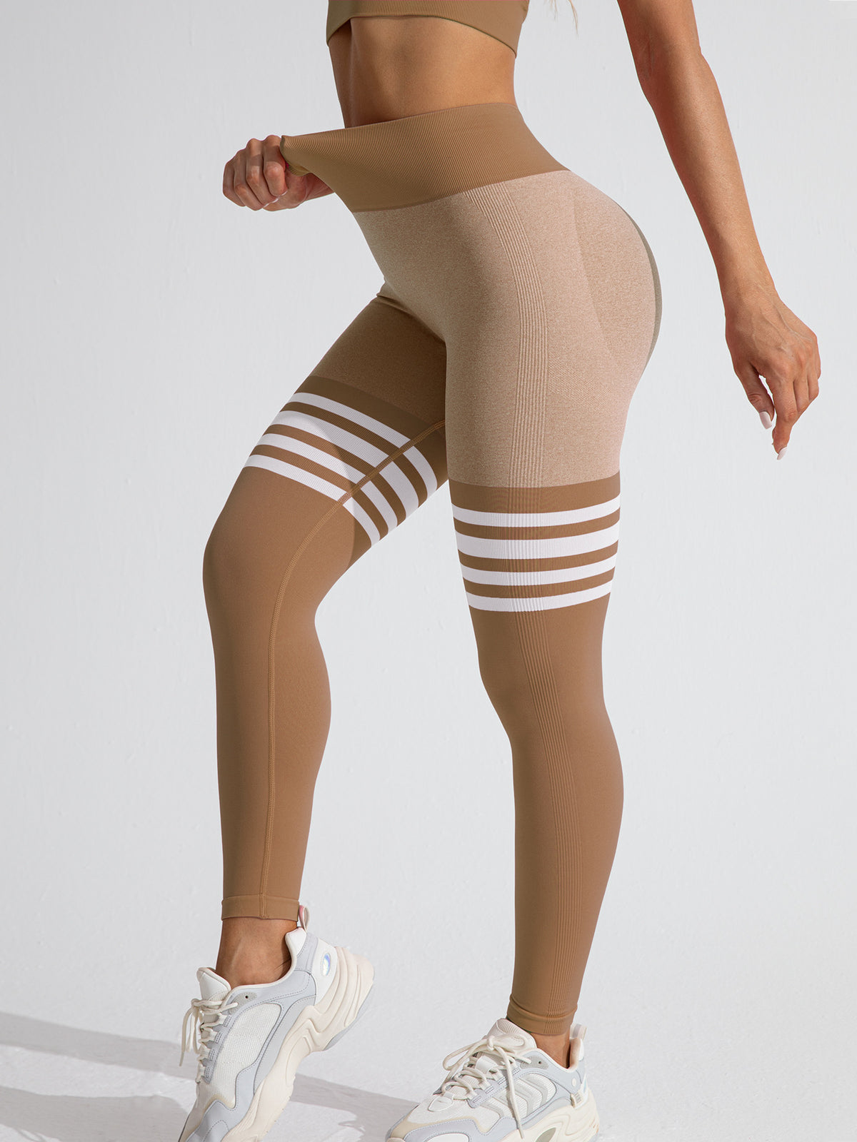 High-Waist Butt-Lift Striped Running Leggings – Hidden Picks Online