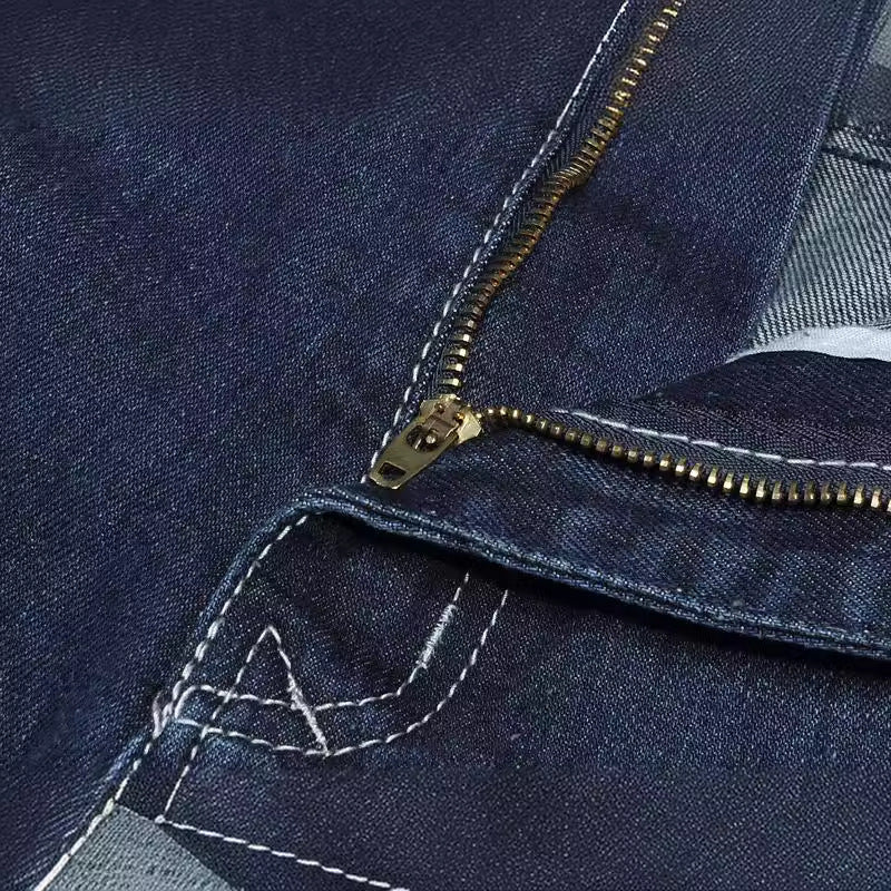 Spring and Autumn New regular Jeans Men's plus size Fat Man Loose Trousers Plus Fat Straight Tube Fat Man Mid-waist Pants
