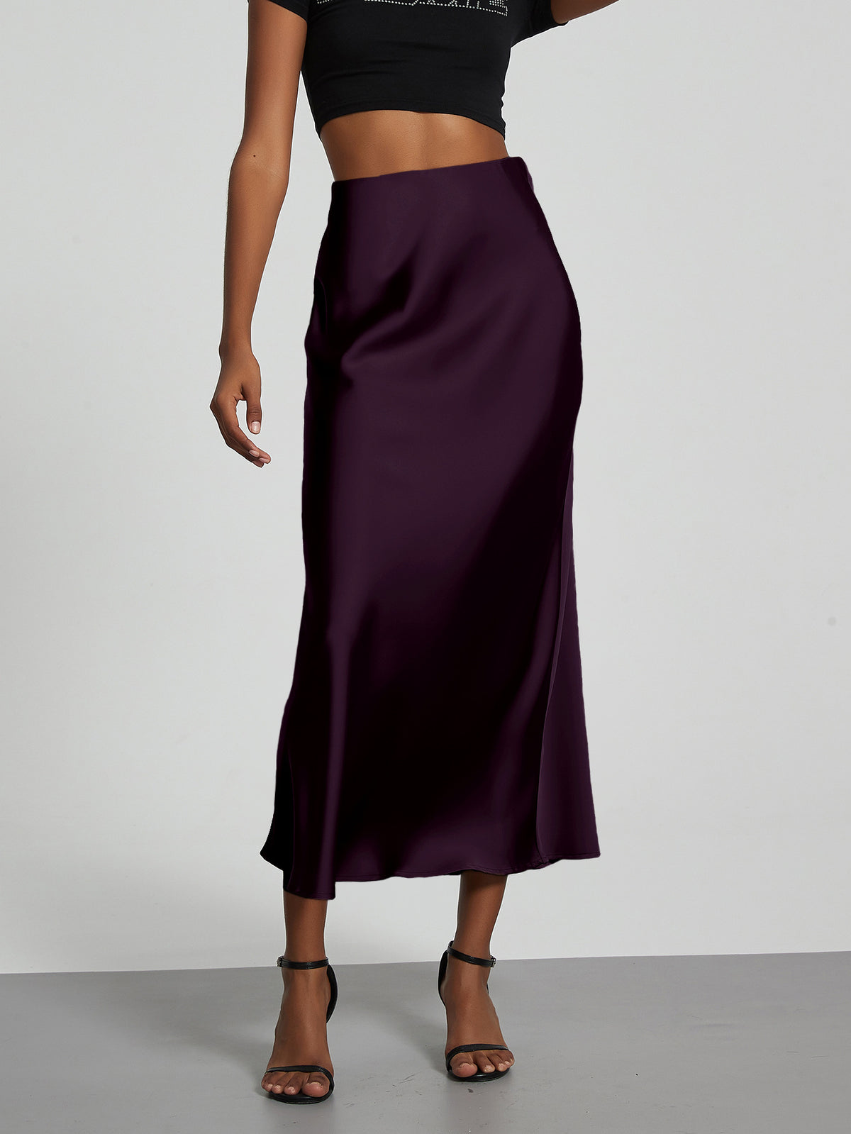 Elegant Satin Midi Skirt – Flowy & Slimming – Hidden Picks Online