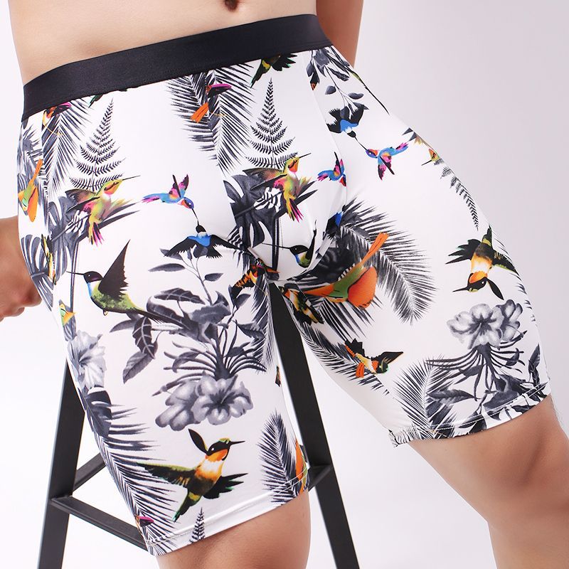 Sports Quick-drying Underwear Men's Summer Ice Silk Thin Breathable Boxers Running Long Anti-wear Leg plus size Boxers