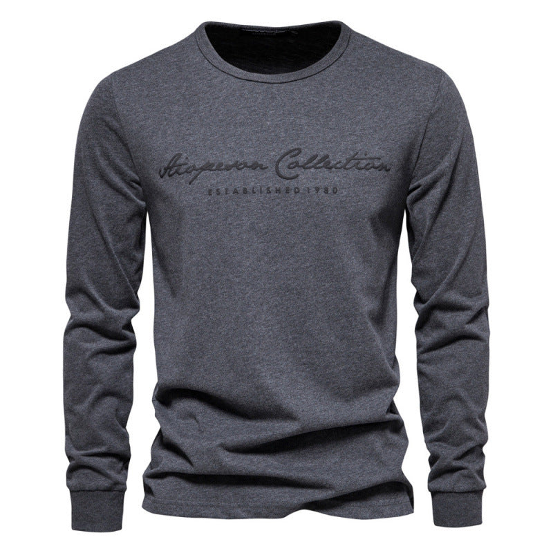 Pure Cotton Letter Print Long-Sleeve Base Shirt – Hidden Picks Online