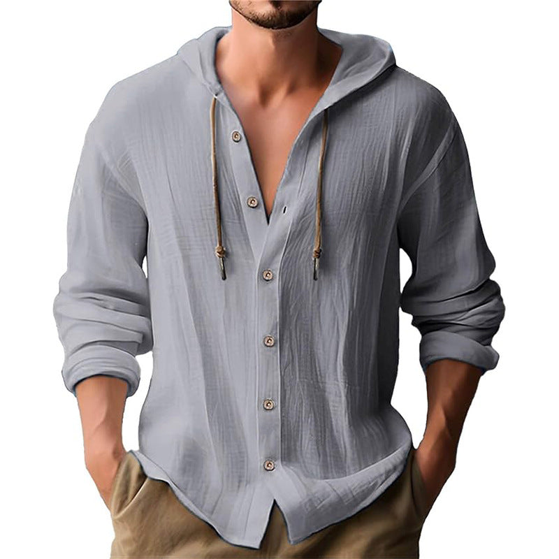 Hooded Cotton-Linen Loose Beach Cardigan Shirt – Hidden Picks Online