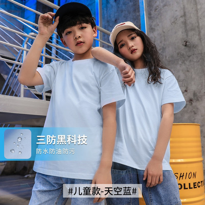 S-6XL plus size Cotton Short-sleeved White Small T-shirt Round Neck Tshirt Children's Wear Xinjiang Long-staple Cotton Casual Top