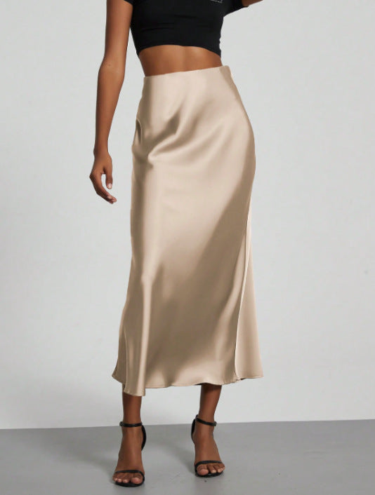 Elegant Satin Midi Skirt – Flowy & Slimming – Hidden Picks Online