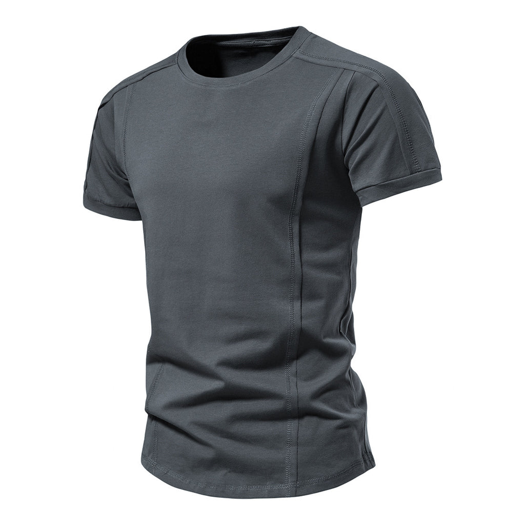 Slim-Fit Round-Neck Solid Color Casual T-Shirt – Hidden Picks Online
