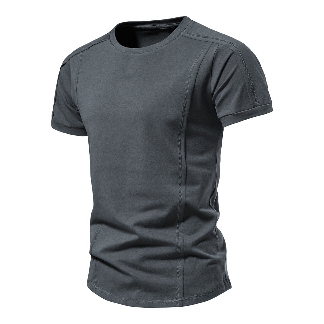 Slim-Fit Round-Neck Solid Color Casual T-Shirt – Hidden Picks Online