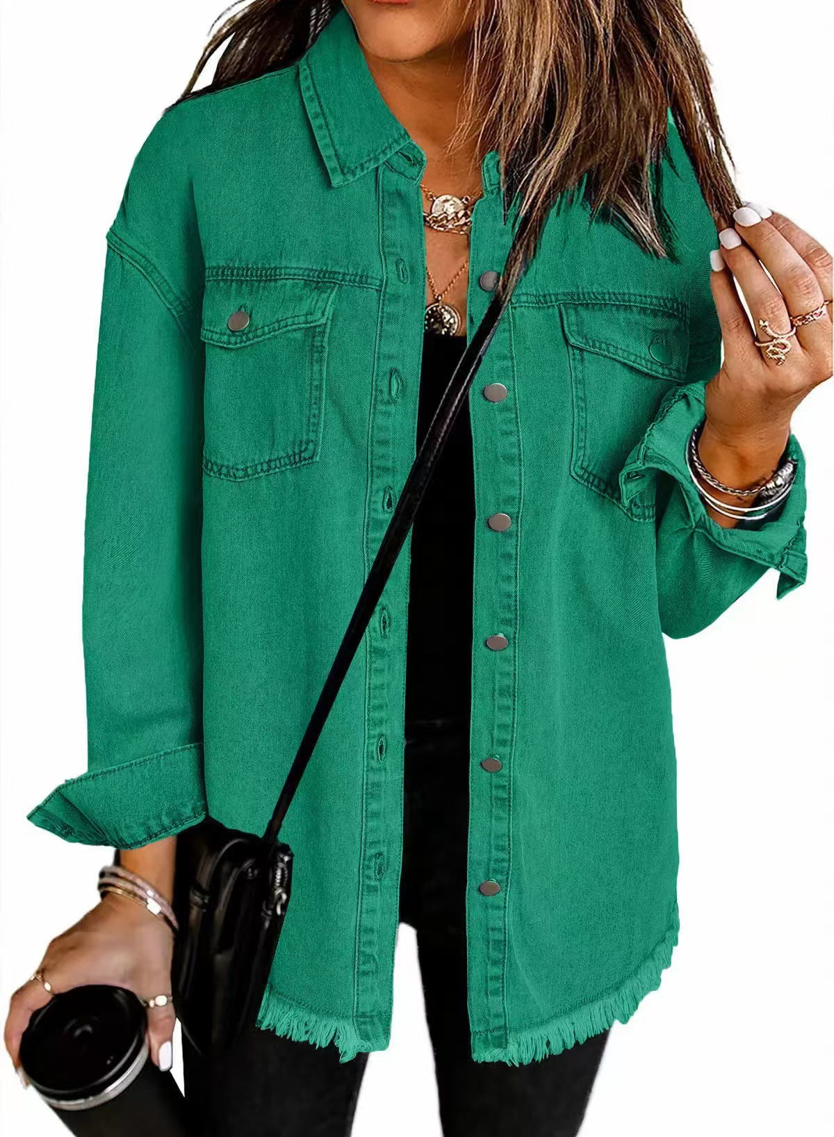 Washed Denim Raw-Hem Shirt Jacket – Hidden Picks Online