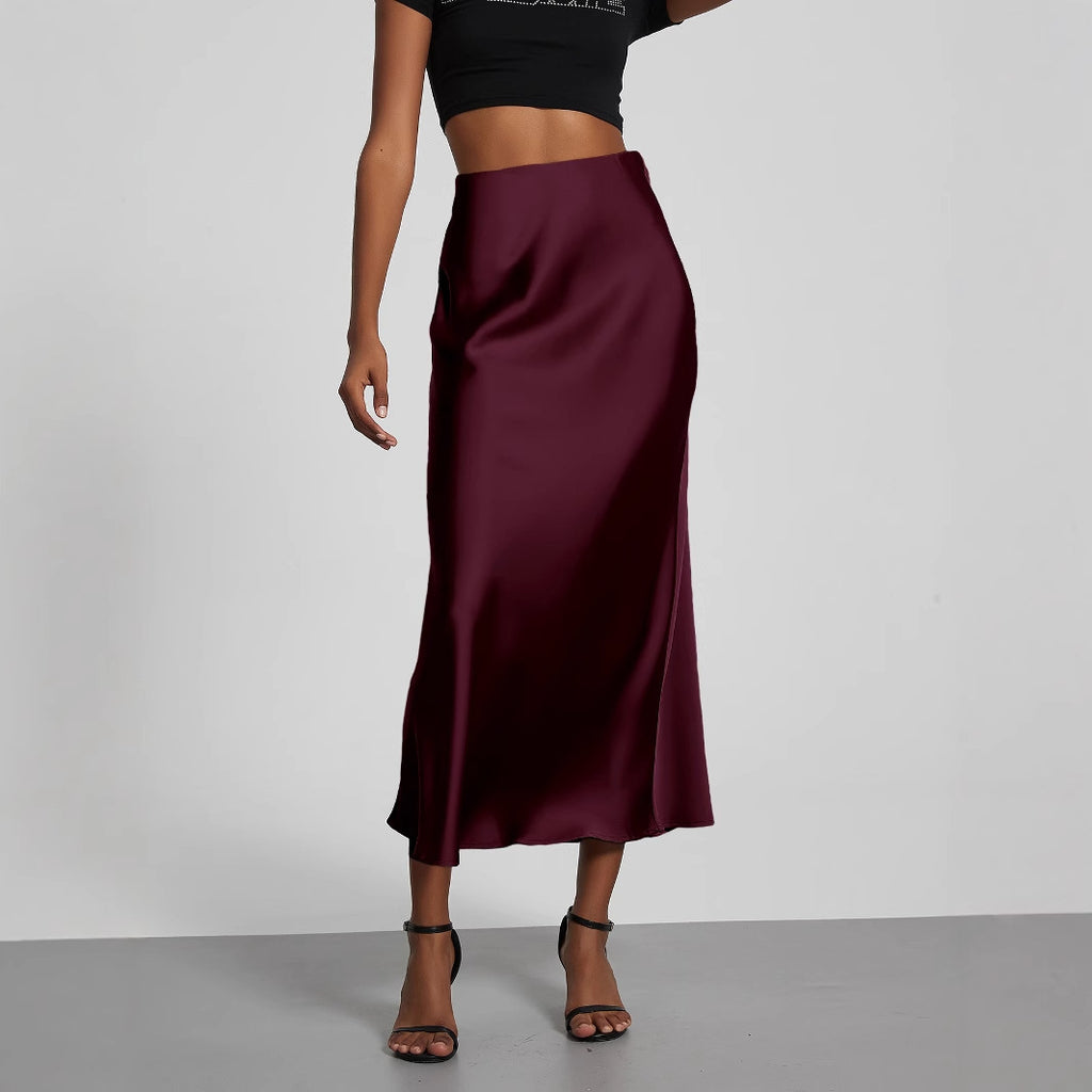 Elegant Satin Midi Skirt – Flowy & Slimming – Hidden Picks Online
