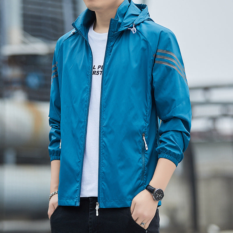 Summer Three Bar Sun Protection Clothing Men's Ice Silk Sun Protection Clothing Men's Thin Jacket Men's Fishing Quick-drying Jacket Men's Running Clothing