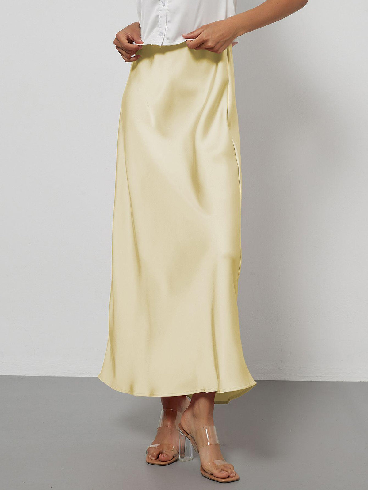 Elegant Satin Midi Skirt – Flowy & Slimming – Hidden Picks Online