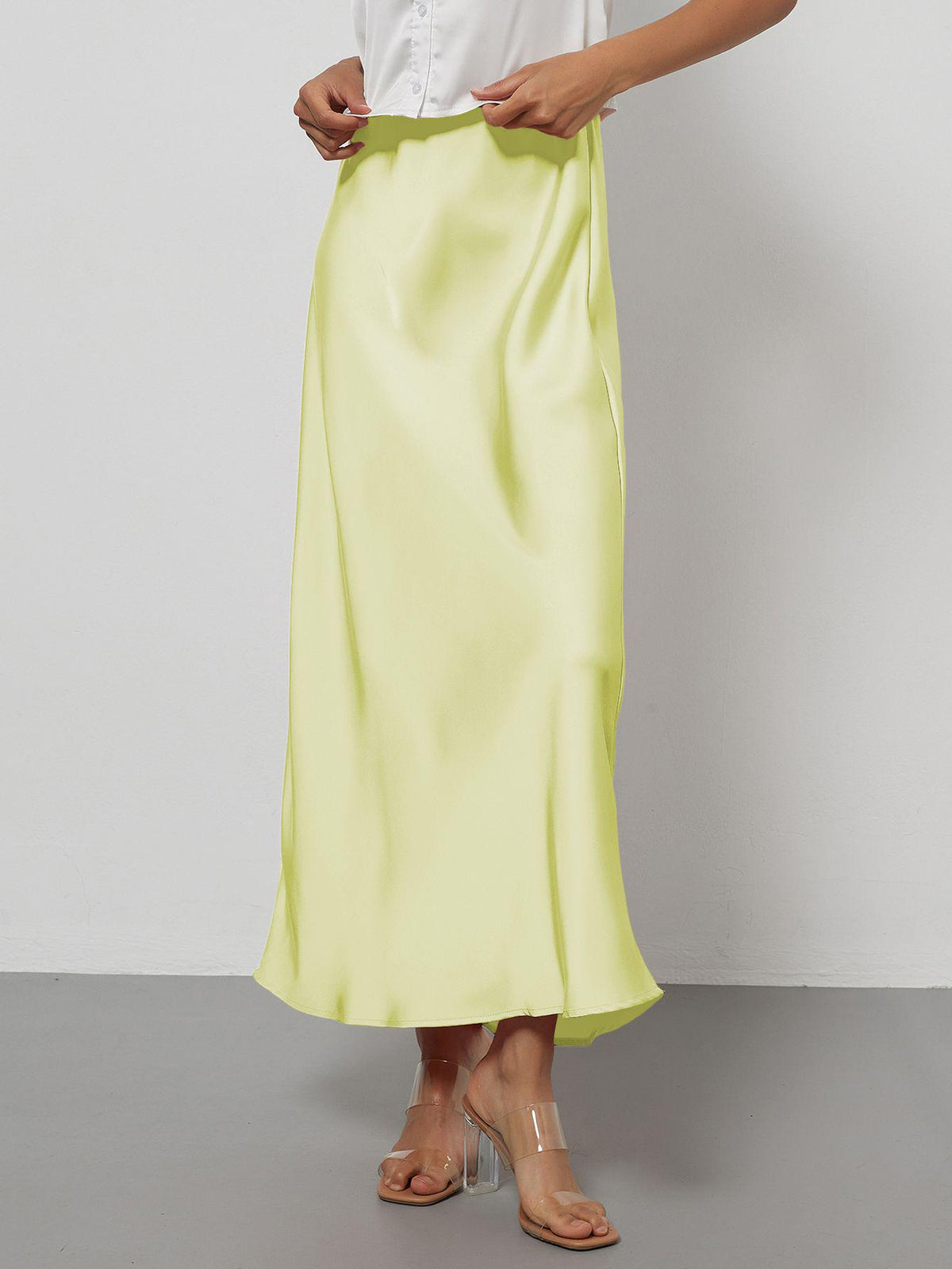 Elegant Satin Midi Skirt – Flowy & Slimming – Hidden Picks Online