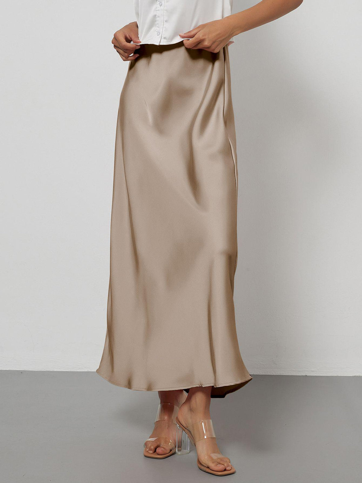 Elegant Satin Midi Skirt – Flowy & Slimming – Hidden Picks Online