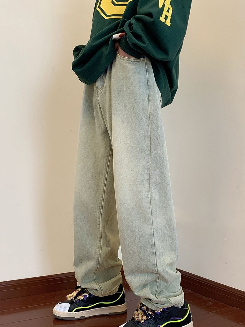 Washed Vintage Loose Straight-Leg Casual Jeans – Hidden Picks Online