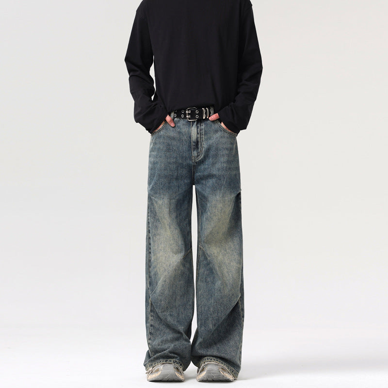 Deconstructed Pleated Loose Wide-Leg Jeans – Hidden Picks Online