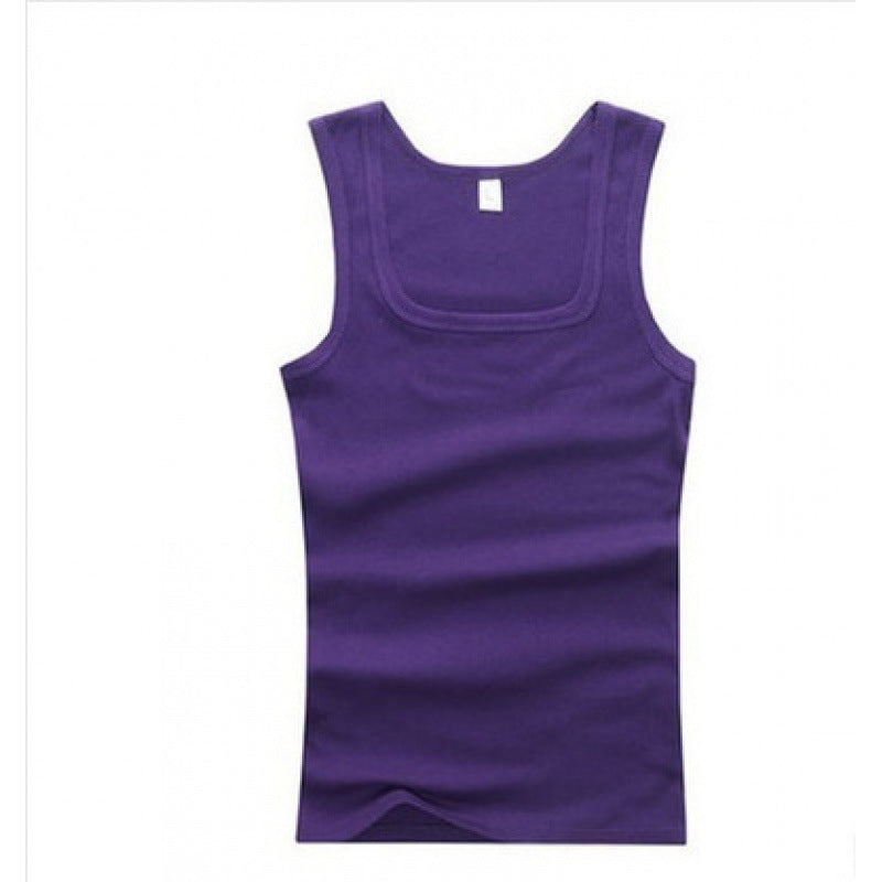 Square-Neck Slim-Fit Cotton Gym Vest – Hidden Picks Online
