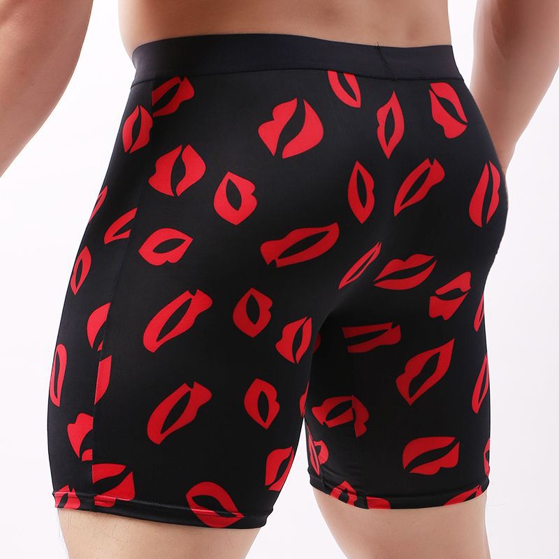 Sports Quick-drying Underwear Men's Summer Ice Silk Thin Breathable Boxers Running Long Anti-wear Leg plus size Boxers