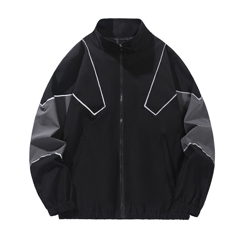 Reflective Patchwork Stand-Collar Sports Jacket – Hidden Picks Online